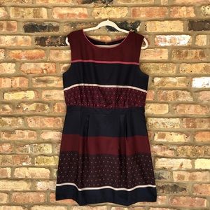 Loft Burgundy & Black Sleeveless Dress Size 12